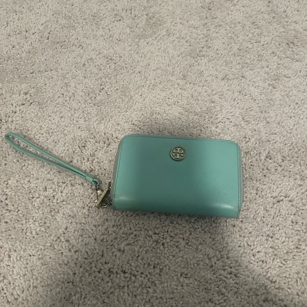Blue Tory Burch Zip Wallet/ Wristlet